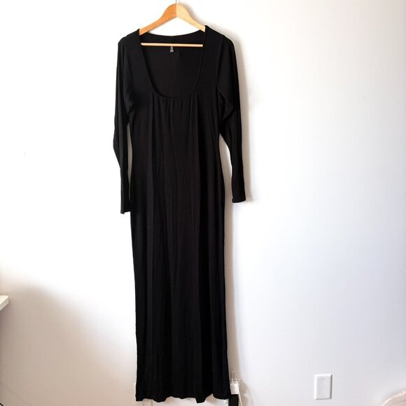 Skims Soft Lounge Long Sleeve Dress Ribbed Onyx Black Size 2XL - Picture 5 of 7